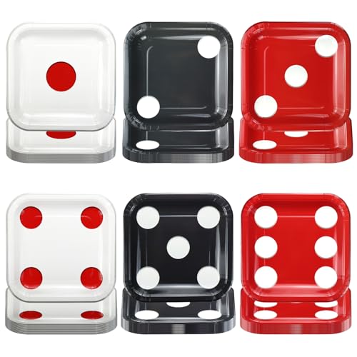 APUXXJUPA Ensemble de 60 assiettes à dés de casino, design cubes, pour décoration de fêtes de casino, thèmes de fête