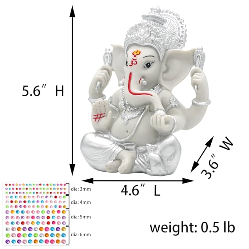 Estatua de Ganesha tono plateado 5.6 pulg miniatura 4