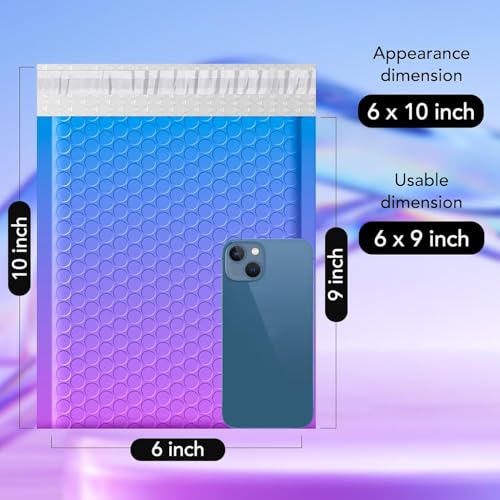 Image of Fuxury Cute Design Bubble Mailers 6x10 inch 600 Pack Opaque Padded Envelopes | Usable Size 6x9 inch Self Seal Pattern Bubble Shipping Envelopes for Mailing Jewelry Makeup Cards Thick Padded Mailer BluePurple