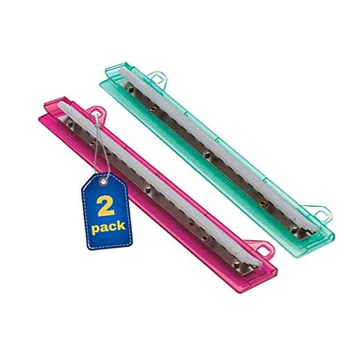 1InTheOffice Binder 3 Hole Punch, Three Ring Hole Puncher for Binder, Ruler with Hole Puncher, Assorted Colors, 2 Pack''