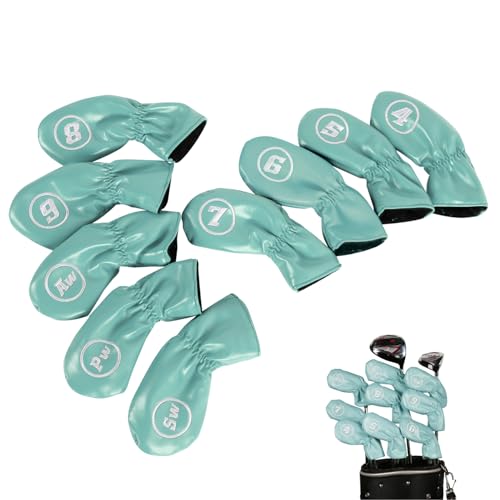 ozgram ゴルフ ヘッドカバー 【アイスブルー】 ゴルフクラブ AW PW SW 4番?9番 アイアンカバー ウェッジカバー Golf アクセサリー スポーツギア プレゼント お祝い 防水 刺繍 PUレザー 9枚セット