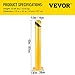 VEVOR Safety Bollard, 42 Inch Height Bollard Post, 5.5 Inch Diameter Steel Pipe Safety Bollard Post, Yellow Steel Bollard, Steel Safety Bollard with 8 Anchor Bolts, Perfect for Traffic-Sensitive Area
