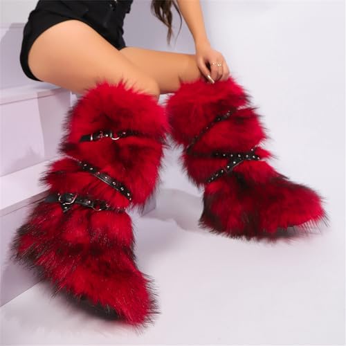 Fur boots for women, Pink fuzzy boots with y2k style, Tall furry boot for winter, Comfortable shoes2