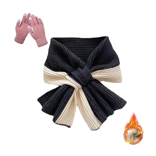 Winter Cross Neck Wrap Patchwork Color Women Knitted Scarf, Patchwork Colors Scarves, Fashion Short Women Scarf