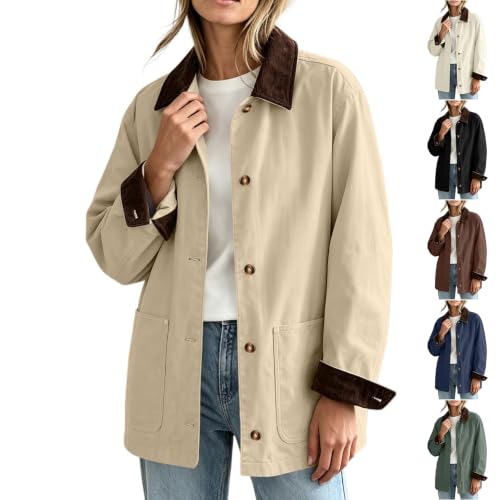 moolBeko Womens Barn Jacket with Corduroy Collar Fall Utility Chore Jacket - image 1