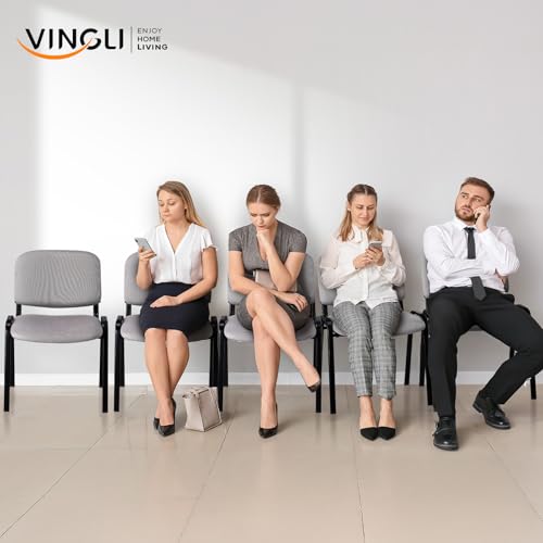 Image of VINGLI 5-Set Waiting Room Chairs, Stackable Chair for Office, Mesh-Grey