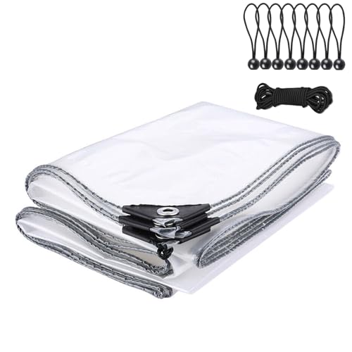 Lona transparente impermeable resistente con ojales para balcón, cubierta impermeable reforzada para muebles de jardín, invernaderos, pérgolas, techos, cenadores, paneles laterales, lámina de plástico