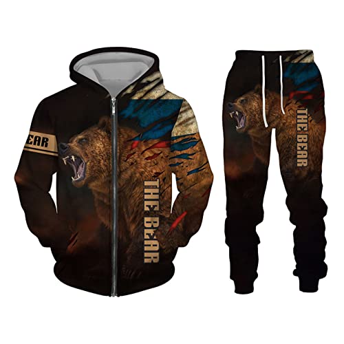Sweat à capuche homme zippé au motif ours 3D en relief unique taille L 15859