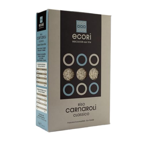 ECORÌ - Arroz Carnaroli Clásico 1kg Envasado al vacío – Cultivado en Vercelli y Novara – Ideal para Risottos – Naturalmente Sin Gluten – 100% Italiano – Trazable – Ecológico