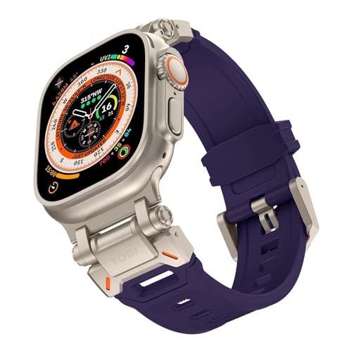 Image of YODI Armor Designed Strap Band Compatible with Apple Watch Ultra 2 Replacement Armour Band With Durable Metal Connector for iWatch Ultra Series 9 /8 /7 /6 /5 /4 /3 /2 /1 SE, 49 /45 /44 /42mm (PURPLE)