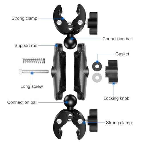 Image of Super Clamp Dualheads Crab Clamp, Action Camera Mount Crab Plier Clip Bracket Magic Arm 360 Rotation Double Ball Head Umbrella Mount for Motorcycle /Cross Bars /Photography Light Stand /Photo Boom Stand