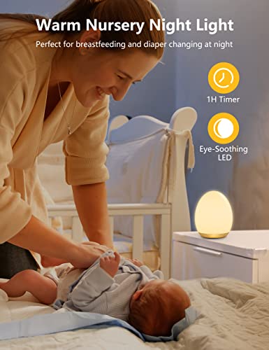 Mediacous Night Lights For Kids Room, Mediacous Baby Night Light With 7 Colors Changing & Dimming Function, Rechargeable Kids Night Light With 1 Hour Timer & Touch Control thumb #4