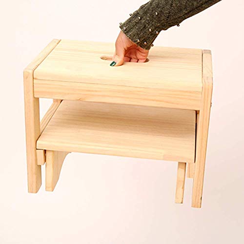 Escalera de madera de 2 paso pequeña para casa taburete portátil y seguro de 37x44x27cm 4