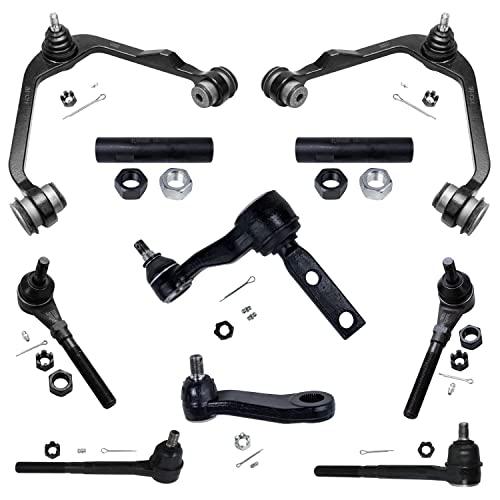 Image of Detroit Axle - 2WD Front End Kit for Ford Expedition F-150 F-250 Lincoln Blackwood Navigator, 2 Upper Control Arms w /Ball Joint 4 Tie Rods 1 Pitman Arm 1 Idler Arm 2 Sleeves Replacement - 10pc Set