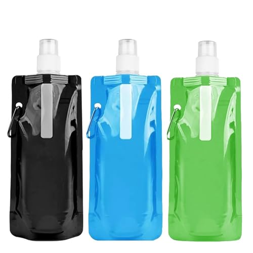 Botella Plegable 500ML,3 PCS Soft Flask,Botella de Hidratación Running, Libre de BPA, Reutilizables,para Ciclismo, Deportes al aire libre