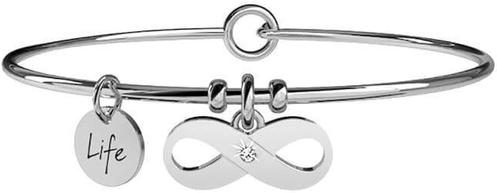 Kidult,bracciale per donna quadrifoglio fortuna,in acciaio con ciondoli 231678