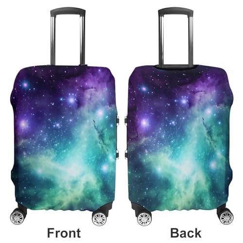Green Blue Purple Galaxy Luggage Cover, Washable Elastic Suitcase Cover Protector Fit 18-32 Inch Luggage3
