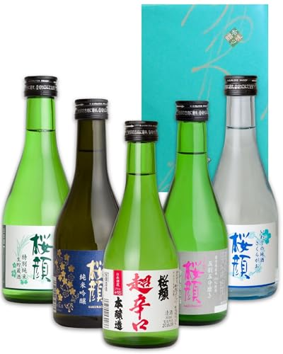[桜顔酒造] 日本酒 岩手 純米酒 飲み比べ 300ml×5本 ギフトセット （特別純米酒 × 純米吟醸 × 本醸造生貯蔵酒 × 純米生貯蔵酒 × 超辛口） 単一酒蔵 地酒 セット 化粧箱入り 包装紙掛けの商品画像（Amazon）