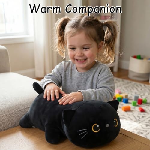 SQEQE Weighted Black Cat Plush, Weighted Stuffed Animal for Anxiety, Cute Black Cat Plushies Toy Gift for Kids(13.8 Inch/1.6 Lbs) - 5