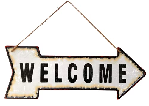 DiiliHiiri Cartel de Chapa Bienvenida — 40x15cm Original Cartel Retro De American Retro Sign Company para Bar Pub Cafeteria Garage y Taller. Decoración Letrero Vintage de los Años 50.(9543-1) WO