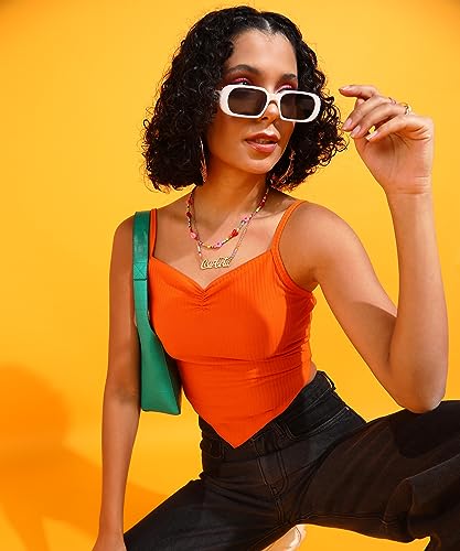 Image of POPWINGS Women Casual Green Rib Hankie Crop Top Tops for Women | Stylish Tops for Women | Trendy Tops Women