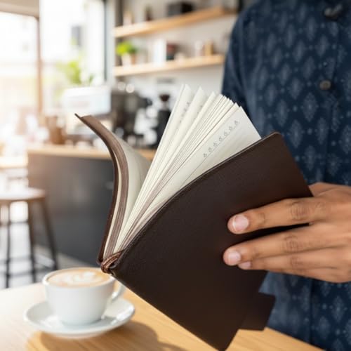 Image of Giftana Leather Diary, 192 Pages, A5 Size, Pu Leather Notebook Diaries for Men and Women, Diary for Writing, Personal Diary and Office Use, New Year Corporate Gifts for Employee (Brown 4)