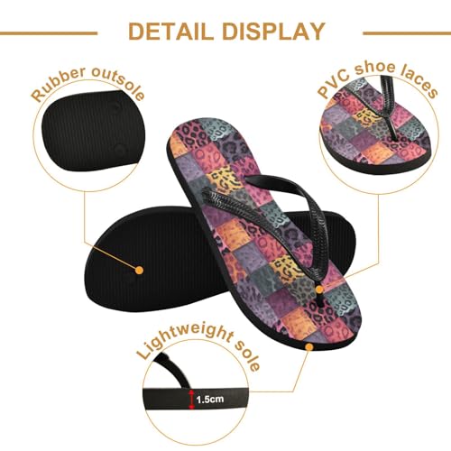 Flip Flop Sandals Leopard Checkered Print for Women Men Beach Outdoor XS3