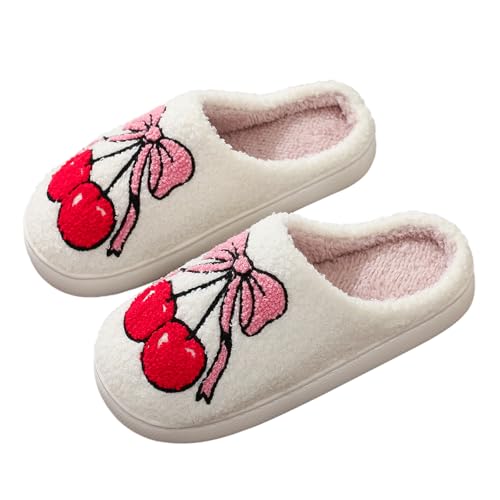 Menore Christmas Fluffy Slippers For Women Men Couple, Memory Foam Slippers, Plush Warm Winter Slippers, Preppy Slippers, Cute Cartoon Reindeer Pumpkin Cherry House Slippers