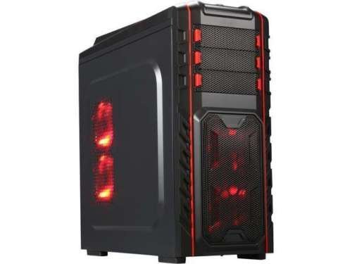 DIYPC Skyline-07-R Black SECC ATX Full Tower Gaming Computer Case with 7 x 120mm Red Fans, Hot Swap Docking, Fan Controller