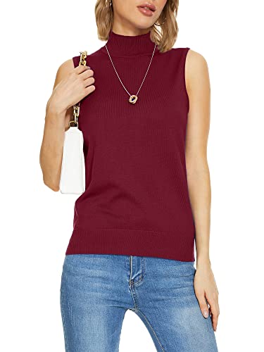 Image of INKOFF Sleeveless Mock Neck Turtleneck Knit Tops Women Dressy Casual Sweater Vest Business Work Tank