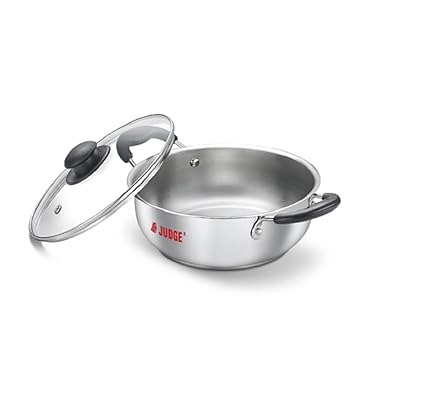 Judge by Prestige Classic SS Gas and Induction Compatible Kadhai 20 cm Diameter with Lid 1.9 L Capacity (Stainless Steel, Induction Bottom)