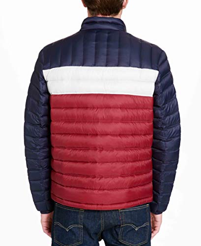 Tommy Hilfiger Men's Lightweight Water Resistant Packable Down Puffer Jacket (Standard and Big & Tall), Midnight/White/red, 2X Big2