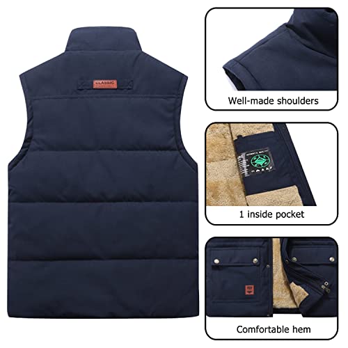 Vcansion Men's Outdoor Stand Collar Fleece Jacket Vest Casual Padded Vest Coats3