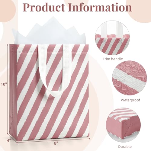 Image of STYPOP 10 inch Gift Bags Medium Size (4 Pack) - Includes Tissue Paper & Cards, Reusable Non-Woven Gift Bags with handles, Perfect for Mothers Day, Birthday, Wedding, Baby Shower, Party, 10 inch x 8 inch x 4 inch