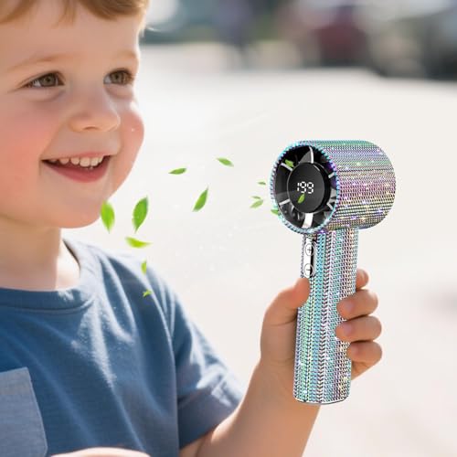 Mini ventilateur à main strass rechargeable LED pour camping - 4