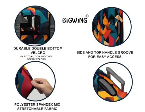 Image of BIGWING Protective Luggage Cover in Polyester Fabric with Abstract Print Multicolour | 28' Inch 75 cm Large Size | Hard Luggage (Fiber) Trolley Bag Cover