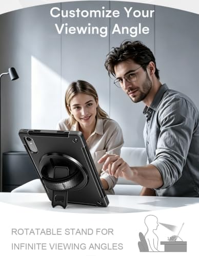 Image of Junfire Protective Case for Lenovo Idea Tab Pro Gen2 13-inch 2026,Black | Shockproof, Hand Strap, 360Rotating Stand, Pencil Holder, Carrying Strap, Hard Shell