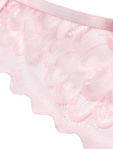 Image of Lilosy Sexy Underwire Floral Lace Sheer Lingerie Set for Women See Through Bra and Panty 2 Piece