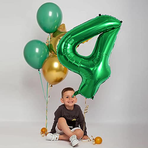 Image of TONIFUL 40 Inch Dark Green Large Numbers Balloon 0-9 Birthday Party Decorations Foil Mylar Big Number 4 Balloon Digital 4 for Birthday Party,Wedding, Bridal Shower Engagement Photo Shoot Anniversary