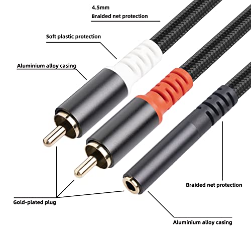 3.5Mm To 2 Rca Cable, Gold Plated Copper Shell Heavy Duty 3.5Mm Female To 2Rca Stereo Audio Adapter Extension Cable, 11.8 Inch（2Pack） (2Rca Male-2Pack) #TOP3