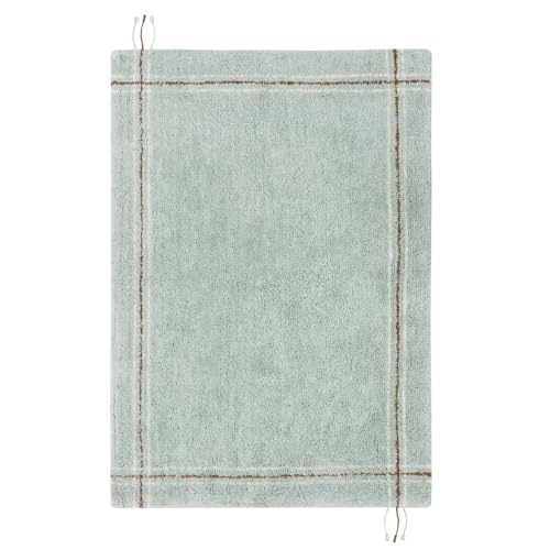 Lorena Canals Alfombra lavable de color verde salvia con rayas finas, 90 x 130 cm