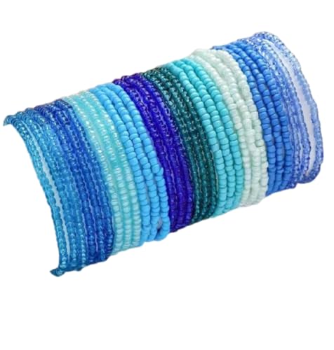 DATOA 30 Pcs Set Bohemian Multilayer Stackable Seed Beaded Bracelets Colorful Crystal Glass Beads...