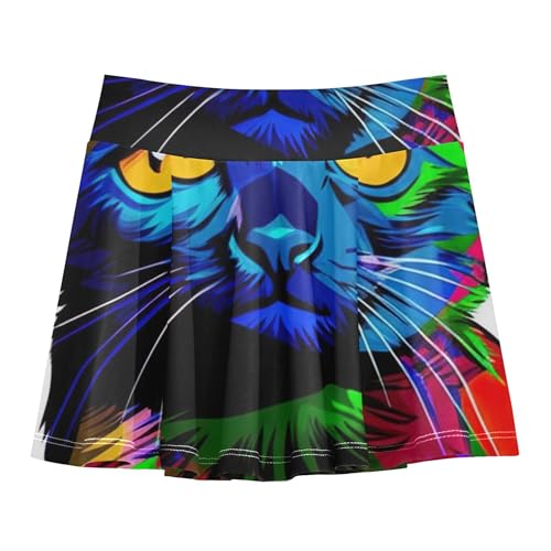 Colorful Cat Print Skirts with Shorts Dance Girls Skorts Athletic Shorts Teen Cheer 4t