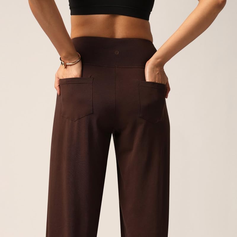 Image of BlissClub AM:PM Cotton Wide Leg Pants - Lite, Cotton Pants, Wide Waistband, Slit at Hem, Side Pockets, Tall (for Women Above 5'5 ft)