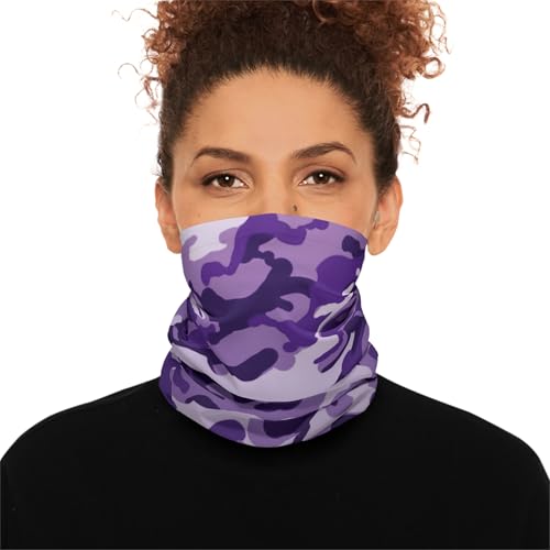 Purple Camo Neck Gaiter Scarf Bandana Tube Cover Headwear Balaclava Headband Headwrap for Men and Women
