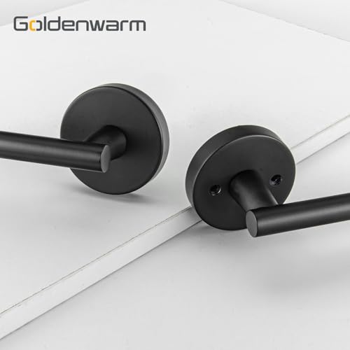 Image of Goldenwarm 5 Pack Matte Black Passage Door Handle Black Door Handles Interior Zinc Alloy Heavy Duty Reversible Passage Door Levers for for Hallways and Closets(no Lock)