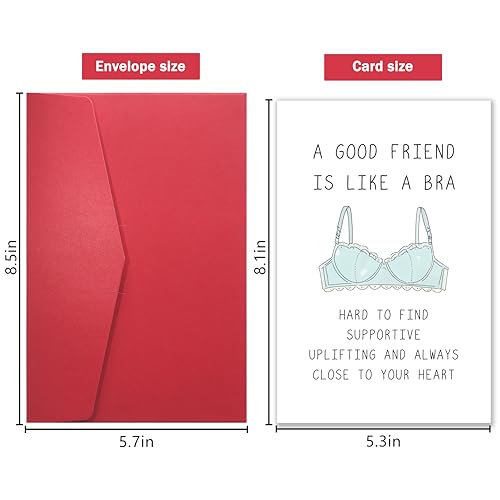 Image of Funny Birthday Cards for Women Friends - 'A Good Friend Is Like A Bra' Humorous Sister BFF Bridesmaid Card, Uplifting & Supportive Friendship Greeting Card