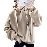 [ririka] [リリカ] パーカー フード 付き 裏 起毛 シンプル ゆったり 長袖 無地 スウェット 秋 冬 春 体型 カバー 可愛い アウトドア カジュアル レディース(XXLベージュ)