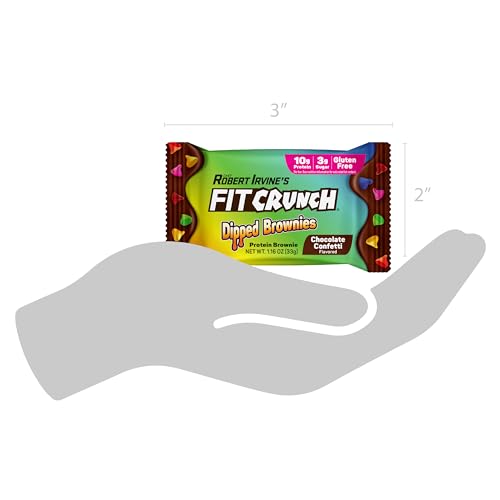 FITCRUNCH Dipped Protein Brownies, 10g of Protein & 3g of Sugar (8 Brownies, Chocolate Confetti)