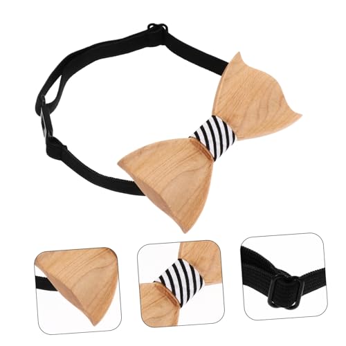 PartyKindom Children's 3D Wooden Bow Tie for Boys and Girls Formal Tuxedo Accessory for Parties Pre-tied Classic Style2